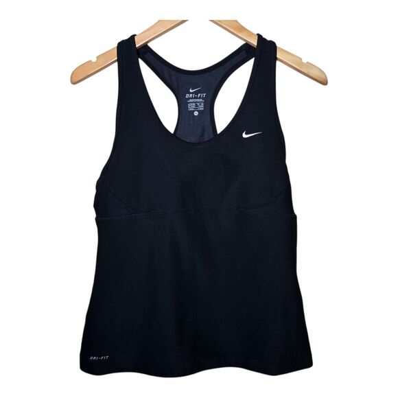 Nike Women’s Size XL Black Dri-FIT Racerback Tank Top Built-In Shelf Bra - Picture 1 of 9
